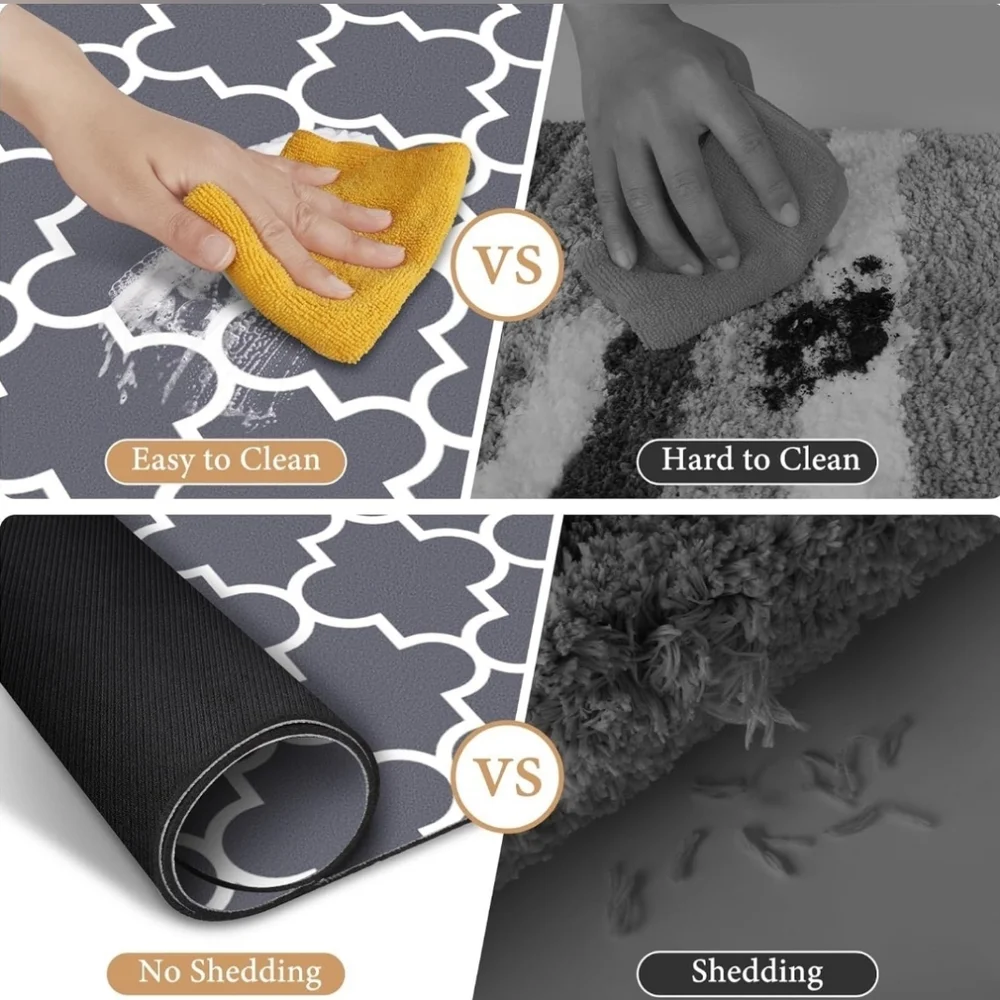 KMAT Bath Mat Super Absorbent Bathroom Rugs Anti-Slip Quick Dry, Grey 16